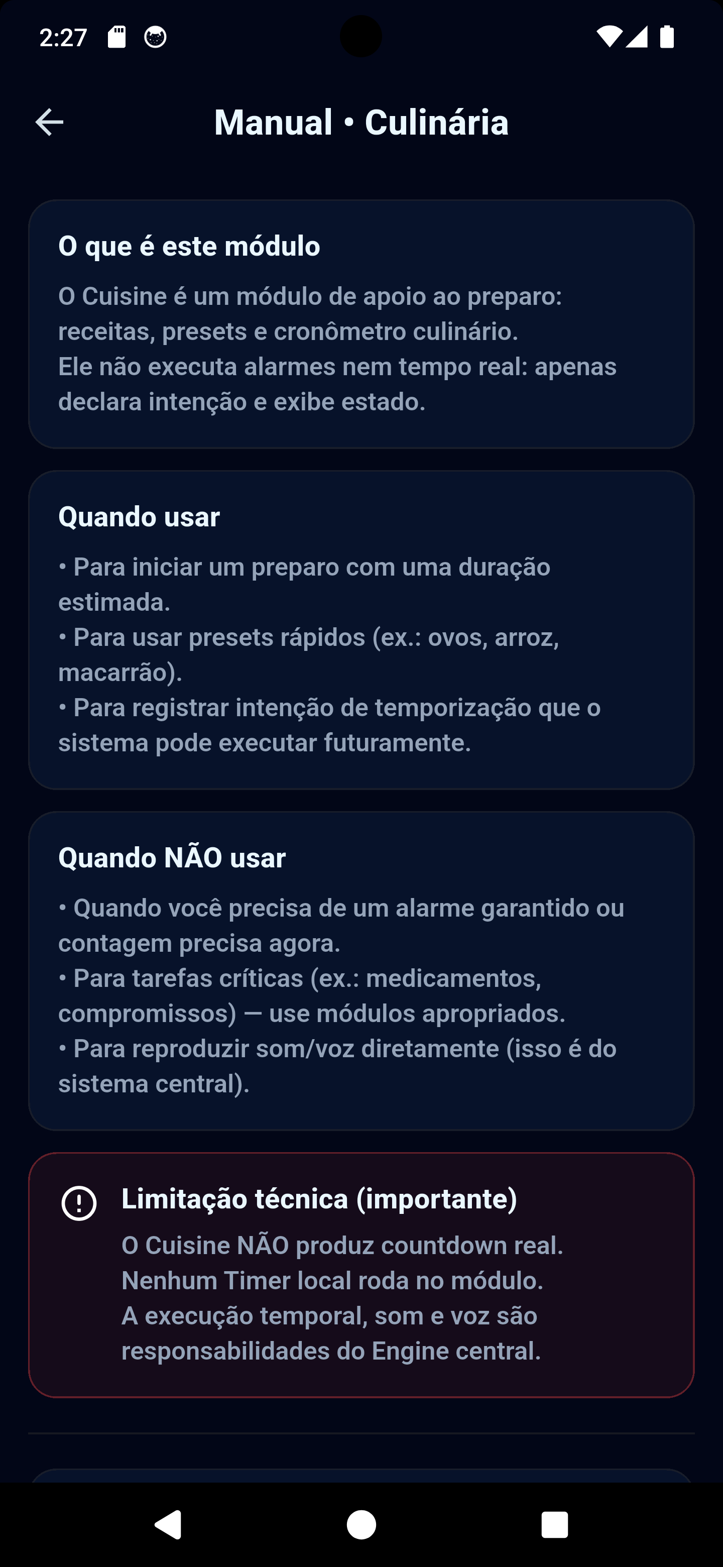 Manual do módulo Cuisine do Zora7 Suite