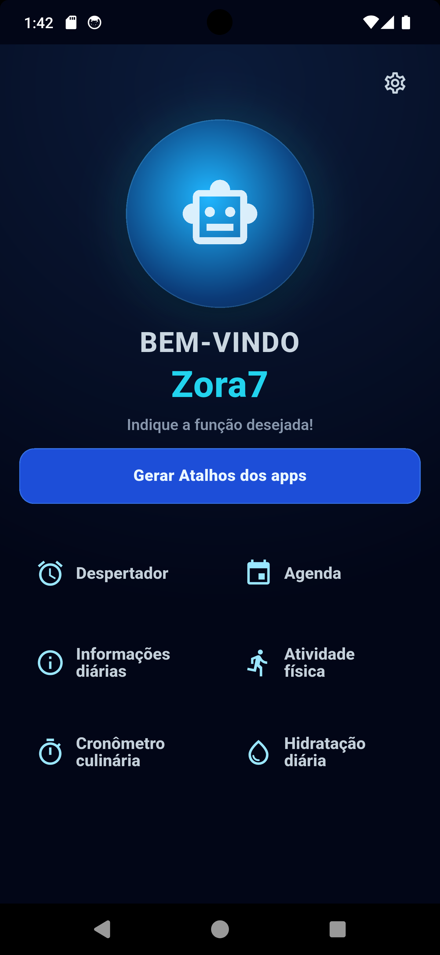 Tela inicial do núcleo do Zora7 Suite com informações e módulos